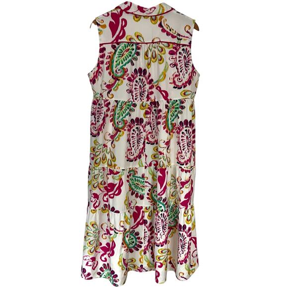 Umgee Colorful Paisley Collared Sleeveless A-Line Midi Dress Size Large - Picture 6 of 12